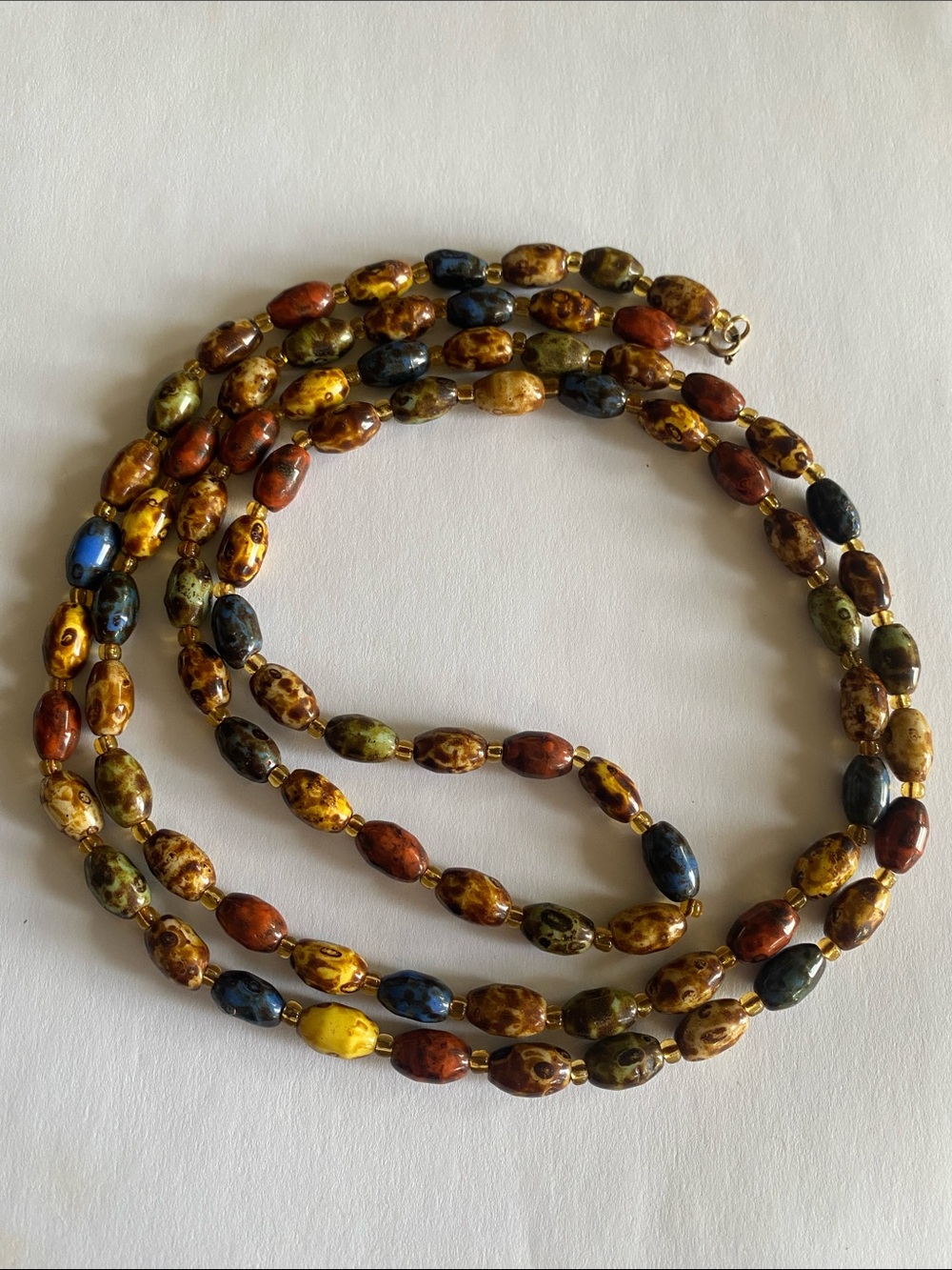 Scottish Vintage Birds Eye rhyolite jasper polished stone Beaded Necklace